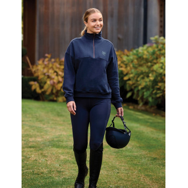Dublin dames fleece trui met 1/4-rits Marine Marineblauw