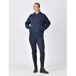 Dublin fleece-trui met capuchon, dames, 1/4-rits Marine Marineblauw