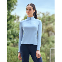 Dublin dames ademend paardrijshirt met lange mouwen Blauwe nevel