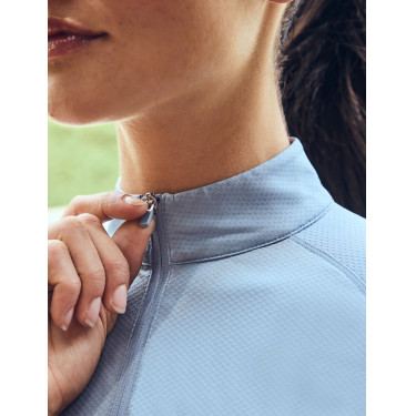 Dublin dames ademend paardrijshirt met lange mouwen Blauwe nevel