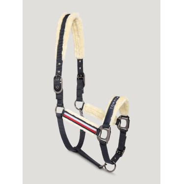 Halster en leadrope Tommy Hilfiger Equestrian Yale met bont Woestijnlucht Blauw Halster en leadrope Tommy Hilfiger Equestrian Yale met bont Woestijnlucht Blauw