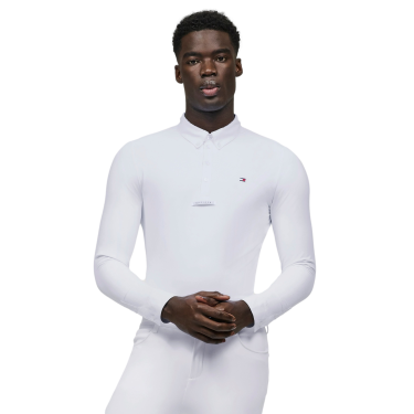 Wedstrijdpoloshirt met lange mouwen Tommy Hilfiger Equestrian Eaton heren Optisch wit Wedstrijdpoloshirt met lange mouwen Tommy Hilfiger Equestrian Eaton heren Optisch wit