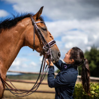 Hoofdstel Werkend door Dy'on Muserolle Groot Vernis Witte Voering Zwart Hoofdstel Werkend door Dy'on Muserolle Groot Vernis Witte Voering Zwart