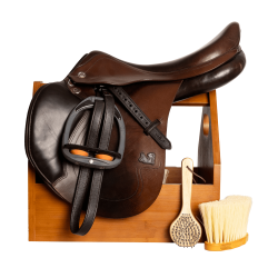 Grooming Deluxe borstelen-zadelkist van Kentucky Hout Beige