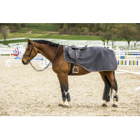 Zadeldeken Equithème Tyrex 1200 D met fleecevoering Grijs / oranje