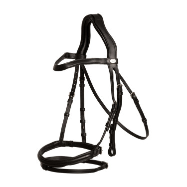 Dy'on gecombineerde neusriem hoofdstel van soepel leer Zwart