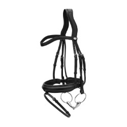 Dy'on hoofdstel met middelharde neusriem van soepel leer Zwart