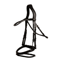 Dy'on hoofdstel met gecombineerde, middelhoge neusriem van soepel leer Zwart Dy'on hoofdstel met gecombineerde, middelhoge neusriem van soepel leer Zwart