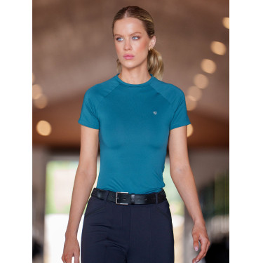 Base Layer Equestrian Stockholm Dynamic dames korte mouwen Teal blauw