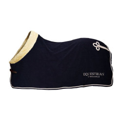 Equestrian Stockholm fleece deken met bont Marine Marineblauw Equestrian Stockholm fleece deken met bont Marine Marineblauw