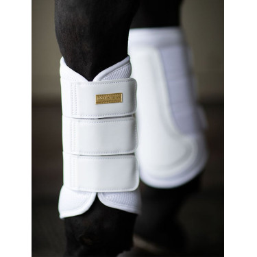 Equestrian Stockholm dressuurbeschermers van mesh Wit goudkleurig Marineblauw Equestrian Stockholm dressuurbeschermers van mesh Wit goudkleurig Marineblauw