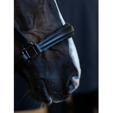 Equestrian Stockholm anatomisch glinsterend lederen halster Zwarte editie Equestrian Stockholm anatomisch glinsterend lederen halster Zwarte editie