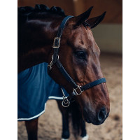 Lederen halster en lijn Equestrian Stockholm met ketting Marine Marineblauw Lederen halster en lijn Equestrian Stockholm met ketting Marine Marineblauw