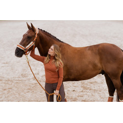 Halster en leadrope Equestrian Stockholm met bont Brons goud