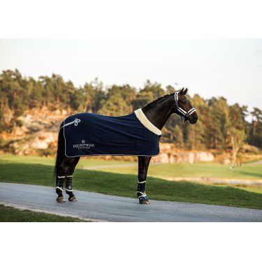 Halster en leadrope Equestrian Stockholm met bont Marine Marineblauw