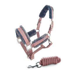 Halster en leadrope Equestrian Stockholm met bont Roze