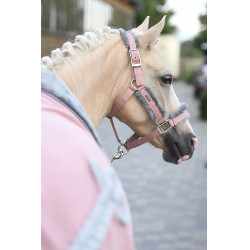 Halster en leadrope Equestrian Stockholm met bont Roze