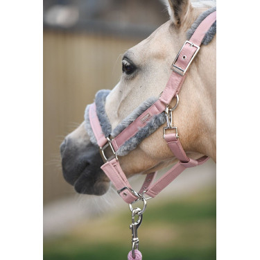Halster en leadrope Equestrian Stockholm met bont Roze