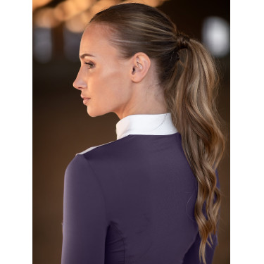 Wedstrijdpolo Equestrian Stockholm Fine Line dames Donkerpaars