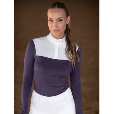 Wedstrijdpolo Equestrian Stockholm Fine Line dames Donkerpaars