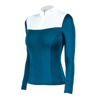 Wedstrijdpolo Equestrian Stockholm Light Breeze dames met lange mouwen Prarie blauw