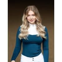 Wedstrijdpolo Equestrian Stockholm Light Breeze dames met lange mouwen Prarie blauw