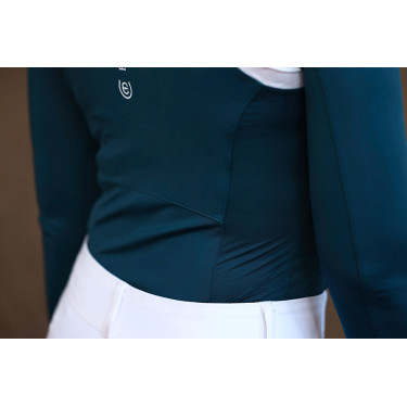 Wedstrijdpolo Equestrian Stockholm Light Breeze dames met lange mouwen Prarie blauw