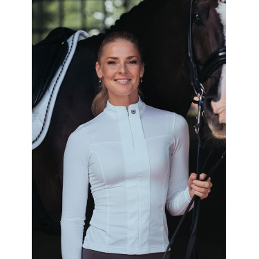 Wedstrijdpolo Equestrian Stockholm Light Breeze dames lange mouwen UV Wit perfectie