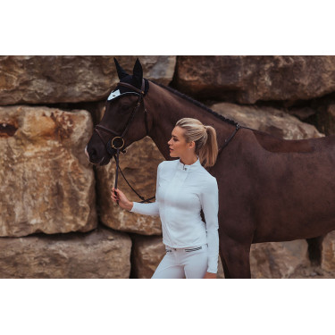 Wedstrijdpolo Equestrian Stockholm Light Breeze dames lange mouwen UV Wit perfectie