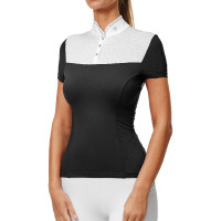 Wedstrijdpolo Equestrian Stockholm Revenew korte mouwen dames Zwarte editie