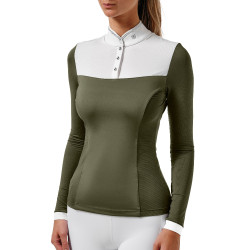 Wedstrijdpolo Equestrian Stockholm Revenew lange mouwen dames Opvallende vallei Groen