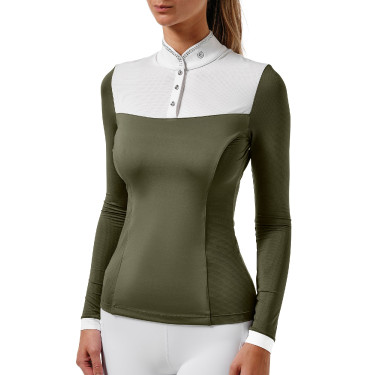 Wedstrijdpolo Equestrian Stockholm Revenew lange mouwen dames Opvallende vallei Groen