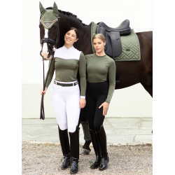 Wedstrijdpolo Equestrian Stockholm Revenew lange mouwen dames Opvallende vallei Groen