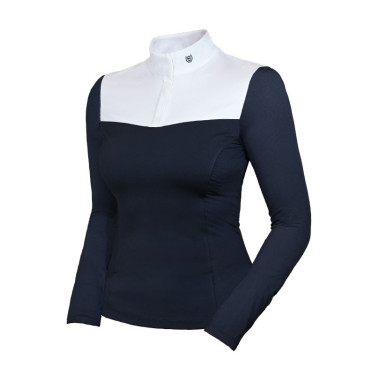 Wedstrijdpolo met lange mouwen Equestrian Stockholm refined dames Marine Marineblauw