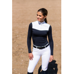 Wedstrijdpolo met lange mouwen Equestrian Stockholm refined dames Marine Marineblauw