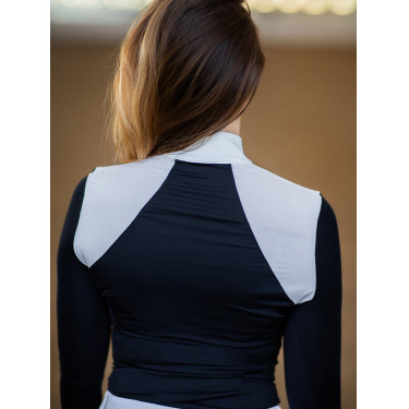 Wedstrijdpolo met lange mouwen Equestrian Stockholm refined dames Marine Marineblauw