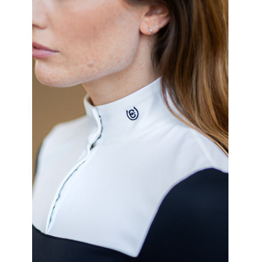 Wedstrijdpolo met lange mouwen Equestrian Stockholm refined dames Marine Marineblauw