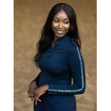 Dames longsleeve polo Equestrian Stockholm Power Marine moderne tech