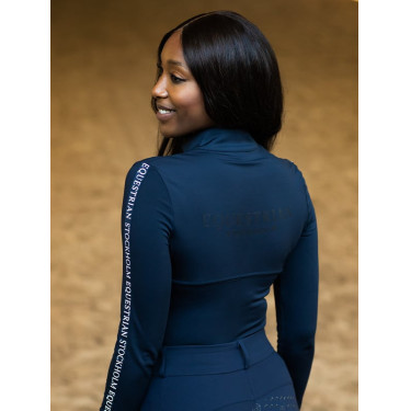 Dames longsleeve polo Equestrian Stockholm Power Marine moderne tech