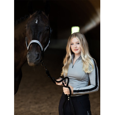 Dames longsleeve polo Equestrian Stockholm Reflective Power Glanzend zwart