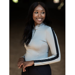 Dames longsleeve polo Equestrian Stockholm Reflective Power Glanzend zwart