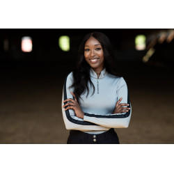 Dames longsleeve polo Equestrian Stockholm Reflective Power Glanzend zwart