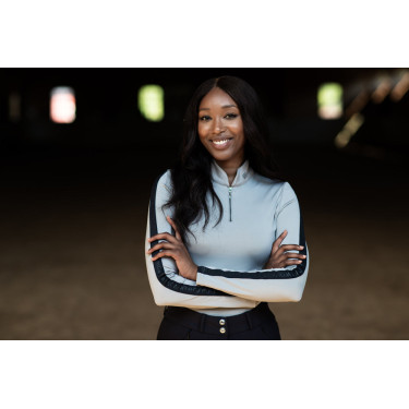 Dames longsleeve polo Equestrian Stockholm Reflective Power Glanzend zwart