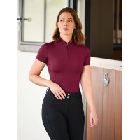 UV-beschermende polo Equestrian Stockholm dames met korte mouwen Bordeaux