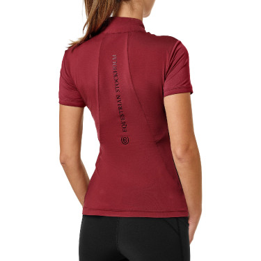UV-beschermende polo Equestrian Stockholm dames met korte mouwen Bordeaux
