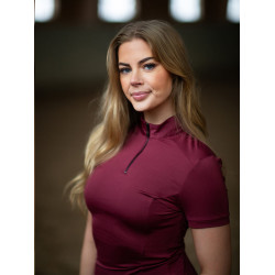 UV-beschermende polo Equestrian Stockholm dames met korte mouwen Bordeaux