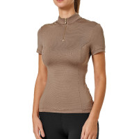 UV-beschermende polo Equestrian Stockholm dames met korte mouwen Champagne Beige UV-beschermende polo Equestrian Stockholm dames met korte mouwen Champagne Beige