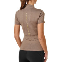 UV-beschermende polo Equestrian Stockholm dames met korte mouwen Champagne Beige UV-beschermende polo Equestrian Stockholm dames met korte mouwen Champagne Beige
