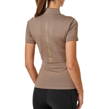 UV-beschermende polo Equestrian Stockholm dames met korte mouwen Champagne Beige UV-beschermende polo Equestrian Stockholm dames met korte mouwen Champagne Beige