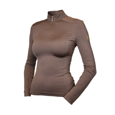 UV-beschermend poloshirt Equestrian Stockholm met lange mouwen voor dames Champagne Beige UV-beschermend poloshirt Equestrian Stockholm met lange mouwen voor dames Champagne Beige